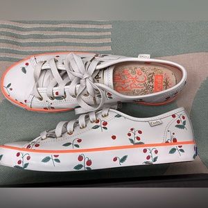 Keds X Rifle Paper Co. Mini Strawberries Leather Kickstart Sneakers